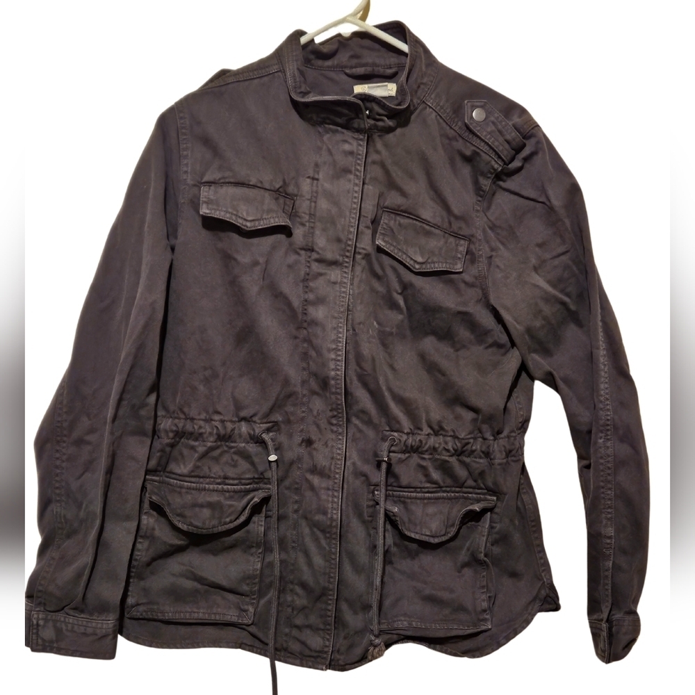 Lucky Brand Utility Jacket with drawstring waist, flap pockets with snaps Sz Med